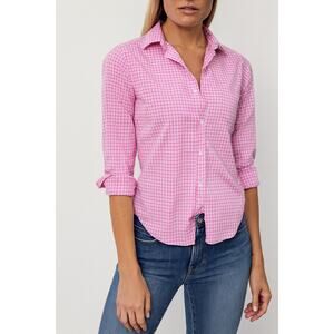 Frank & Eileen Barry Cotton Button Up Pink Red Check Plaid Small Shirt